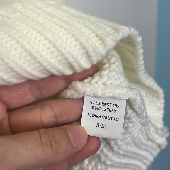 Dreamers - Mock Neck Cable Knit Chunky Ivory Sweater Dress Size Small / Medium - Picture 8 of 12